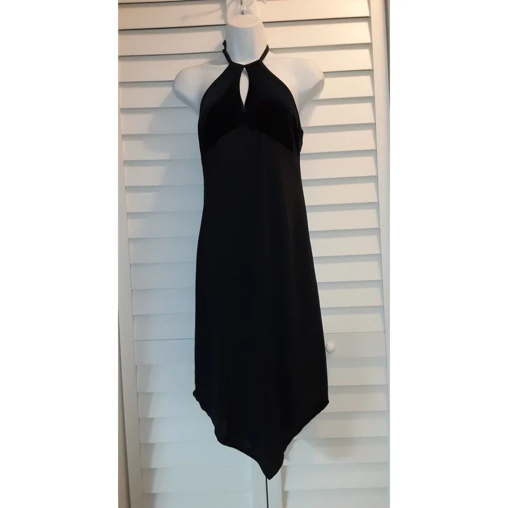 Rampage Womens Size Medium Black Velvet Halter Dress - Picture 4 of 6